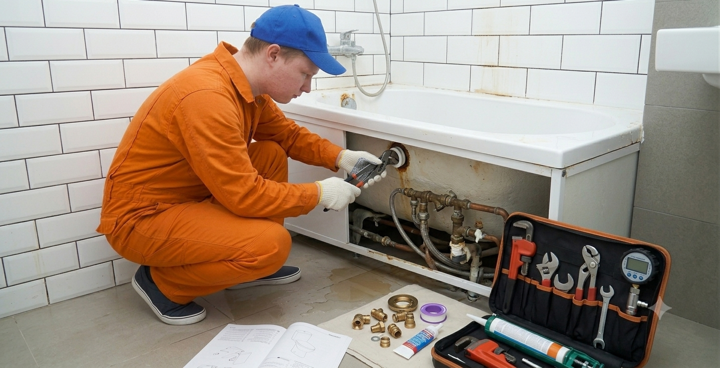 Installateur bei der Arbeit in Berlin